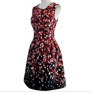 Calvin Klein Sleeveless A-line Red and Black Pattern Fit and Flare Dress Size 8